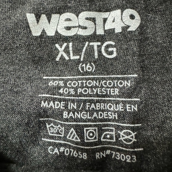 West 49 Youth Boy XL 3/4 Length Sleeve Grey White Blue Shirt Top - Picture 4 of 7